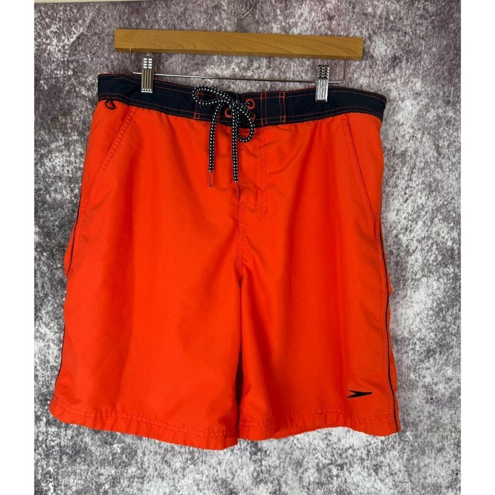 SPEEDO Swim Board Shorts Men‎ M Orange Drawstring Surf Dive Endurance Beach Pool